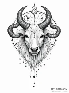 Tattoo sketch a zodiac symbol melting or drip... - эскиз тату (№1755717323_0, 20.08.2025 19:15) — Tatufoto.com