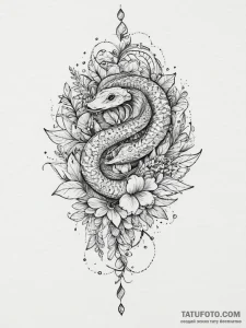 Tattoo sketch a stylized serpent, elegant and... - эскиз тату (№1755718989_0, 20.08.2025 19:43) — Tatufoto.com