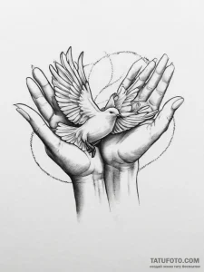 Tattoo design a pair of hands releasing a dov... - эскиз тату (№1755719196_0, 20.08.2025 19:46) — Tatufoto.com