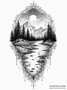 Tattoo design a glitching landscape that melt... - эскиз тату (№1755720226_0, 20.08.2025 20:03) — Tatufoto.com