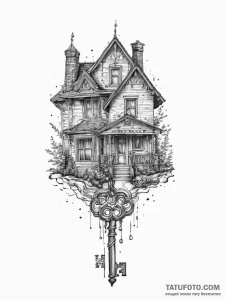 Tattoo design a key to a home, with a persona... - эскиз тату (№1755721258_0, 20.08.2025 20:20) — Tatufoto.com