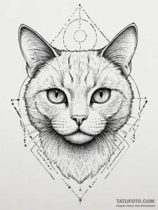 A close-up of a cat's vibrant green eye., tat... - эскиз тату (№1755721456_0, 20.08.2025 20:24) — Tatufoto.com