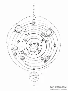 Tattoo sketch a solar system where each plane... - эскиз тату (№1755721657_0, 20.08.2025 20:27) — Tatufoto.com