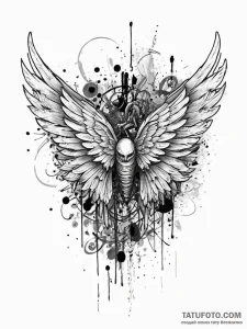 Wings, ink illustration for tattoo, on a clea... - эскиз тату (№1755722905_0, 20.08.2025 20:48) — Tatufoto.com