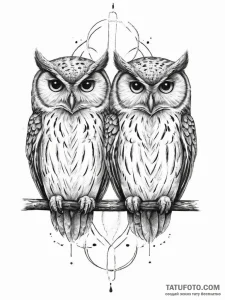 Tattoo sketch a pair of owls, symbolizing wis... - эскиз тату (№1755723941_0, 20.08.2025 21:05) — Tatufoto.com