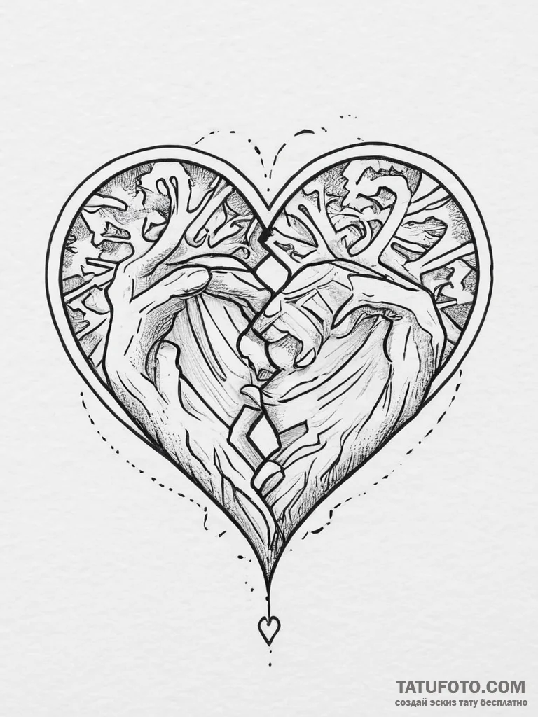 Tattoo design a heart shaped from two interlo... - эскиз тату (№1755725581_0, 20.08.2025 21:33) — Tatufoto.com