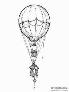 Tattoo sketch a balloon floating with a small... - эскиз тату (№1755726195_0, 20.08.2025 21:43) — Tatufoto.com