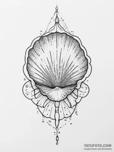 Shell, tattoo line art, bold outlines, thick... - эскиз тату (№1755726402_0, 20.08.2025 21:46) — Tatufoto.com