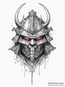 A samurai warrior's helmet (kabuto), tattoo f... - эскиз тату (№1755728225_0, 20.08.2025 22:17) — Tatufoto.com