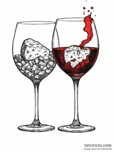 Tattoo design 'wine glass' on one, 'cheese' o... - эскиз тату (№1755729454_0, 20.08.2025 22:37) — Tatufoto.com