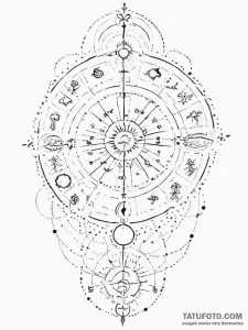 Tattoo sketch a zodiac symbol with elements o... - эскиз тату (№1755731331_0, 20.08.2025 23:08) — Tatufoto.com