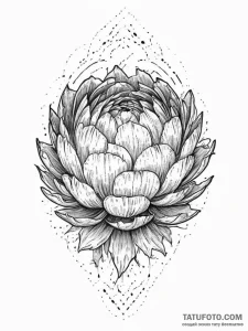 A close-up of a blooming artichoke flower., t... - эскиз тату (№1755731722_0, 20.08.2025 23:15) — Tatufoto.com