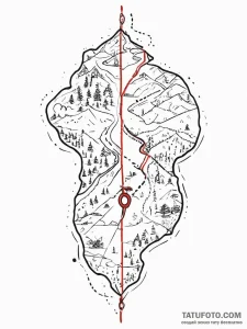 Tattoo design a simple map line tracing a sha... - эскиз тату (№1755732156_0, 20.08.2025 23:22) — Tatufoto.com