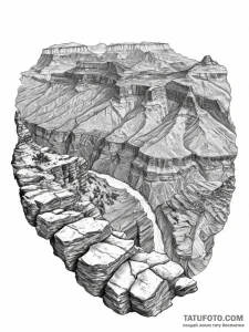 The dramatic, layered rock formations of the... - эскиз тату (№1755733200_0, 20.08.2025 23:40) — Tatufoto.com