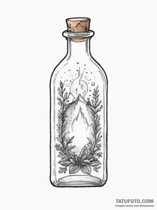 Tattoo sketch a glowing health potion bottle... - эскиз тату (№1755733609_0, 20.08.2025 23:46) — Tatufoto.com