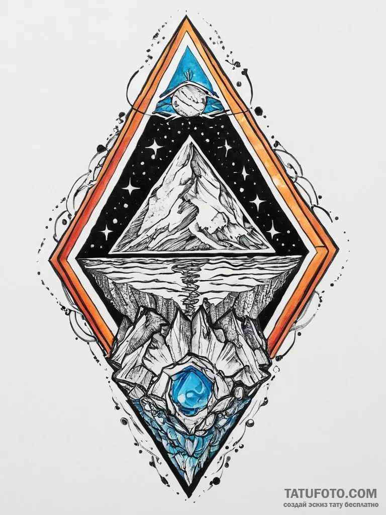 Geode, tattoo line art, old school traditiona... - эскиз тату (№1755733805_0, 20.08.2025 23:50) — Tatufoto.com