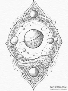 Tattoo design a celestial body (planet) with... - эскиз тату (№1755736462_0, 21.08.2025 00:34) — Tatufoto.com