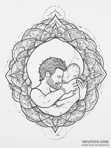 A tired but happy new father holding his slee... - эскиз тату (№1755736856_0, 21.08.2025 00:40) — Tatufoto.com