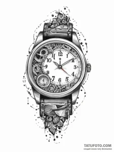 Tattoo sketch a broken watch, symbolizing liv... - эскиз тату (№1755738238_0, 21.08.2025 01:03) — Tatufoto.com
