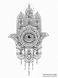 Hamsa, tattoo sketch design, on a clean white... - эскиз тату (№1755740628_0, 21.08.2025 01:43) — Tatufoto.com