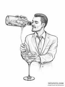 A close-up of a bartender pouring a craft coc... - эскиз тату (№1755742028_0, 21.08.2025 02:07) — Tatufoto.com