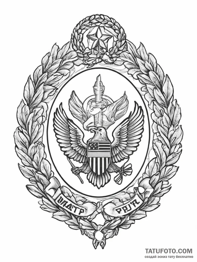 Tattoo design a generic military badge or ins... - эскиз тату (№1755742225_0, 21.08.2025 02:10) — Tatufoto.com