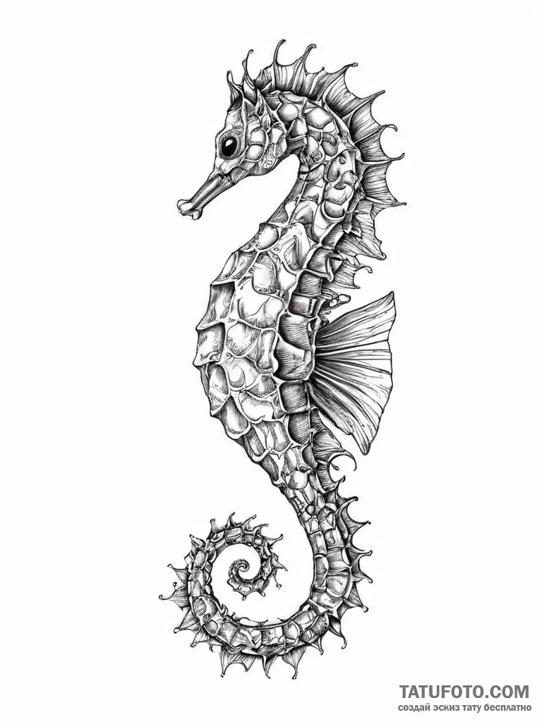 Seahorse - эскиз тату (№1755743025_0, 21.08.2025 02:23) — Tatufoto.com