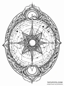 Astrolabe, tattoo sketch design, blackwork ta... - эскиз тату (№1755744429_0, 21.08.2025 02:47) — Tatufoto.com