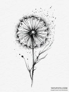 Tattoo sketch a dandelion with seeds blowing... - эскиз тату (№1755744823_0, 21.08.2025 02:53) — Tatufoto.com