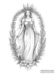 Tattoo design a virgo maiden with a crown of... - эскиз тату (№1755746614_0, 21.08.2025 03:23) — Tatufoto.com