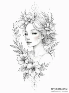 Tattoo design a graceful virgo maiden, her fo... - эскиз тату (№1755747810_0, 21.08.2025 03:43) — Tatufoto.com