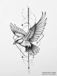 Tattoo design a geometric outline of a bird i... - эскиз тату (№1755748808_0, 21.08.2025 04:00) — Tatufoto.com