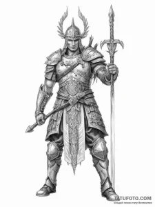 Tattoo design: a powerful slavic warrior clad... - эскиз тату (№1755749211_0, 21.08.2025 04:06) — Tatufoto.com