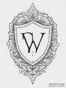 Tattoo design a stylized shield with a family... - эскиз тату (№1755749609_0, 21.08.2025 04:13) — Tatufoto.com