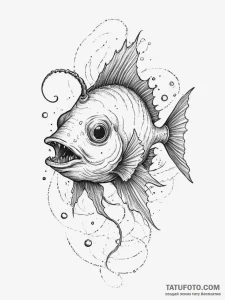 A deep-sea anglerfish with a bioluminescent l... - эскиз тату (№1755751003_0, 21.08.2025 04:36) — Tatufoto.com