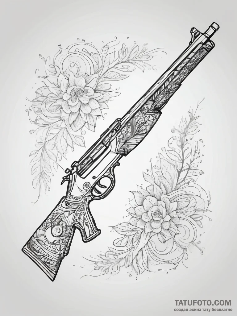 Tattoo design an abstract rifle outline with... - эскиз тату (№1755780976_0, 21.08.2025 12:56) — Tatufoto.com