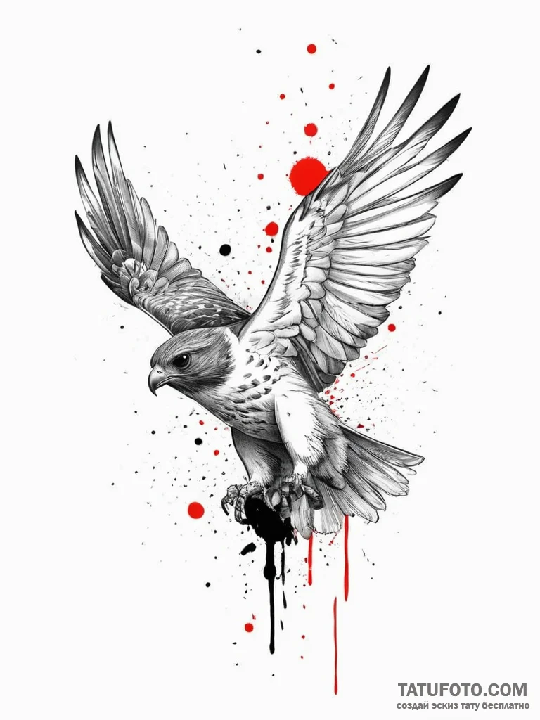 Tattoo sketch a swift falcon or hawk, for pre... - эскиз тату (№1755781169_0, 21.08.2025 12:59) — Tatufoto.com