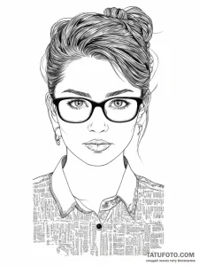 An intense portrait of a female programmer, c... - эскиз тату (№1755782340_0, 21.08.2025 13:19) — Tatufoto.com