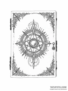 An old, leather-bound grimoire - эскиз тату (№1755784301_0, 21.08.2025 13:51) — Tatufoto.com