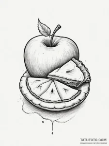 Tattoo sketch 'apple' on one, 'pie' on the ot... - эскиз тату (№1755785702_0, 21.08.2025 14:15) — Tatufoto.com