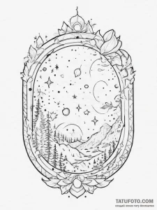 A window looking out onto a galaxy, tattoo fl... - эскиз тату (№1755787484_0, 21.08.2025 14:44) — Tatufoto.com