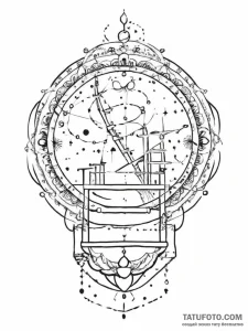 Ladder leaning on the moon, tattoo line art,... - эскиз тату (№1755789096_0, 21.08.2025 15:11) — Tatufoto.com