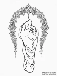 Tattoo sketch a foot with a small, intricate... - эскиз тату (№1755789684_0, 21.08.2025 15:21) — Tatufoto.com