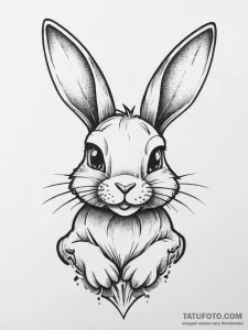 Rabbit, tattoo line art, black and grey tatto... - эскиз тату (№1755791476_0, 21.08.2025 15:51) — Tatufoto.com