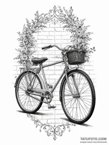 A beautifully restored vintage bicycle leanin... - эскиз тату (№1755794486_0, 21.08.2025 16:41) — Tatufoto.com