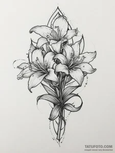Tattoo design a lily of the valley, represent... - эскиз тату (№1755795269_0, 21.08.2025 16:54) — Tatufoto.com