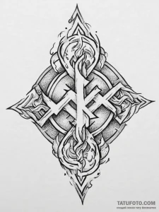 Tattoo sketch slavic swastika with a fire, in... - эскиз тату (№1755797467_0, 21.08.2025 17:31) — Tatufoto.com