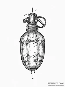 Tattoo sketch grenade, ink illustration for t... - эскиз тату (№1755800402_0, 21.08.2025 18:20) — Tatufoto.com