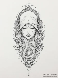 Tattoo sketch cosmic ghost, tattoo line art,... - эскиз тату (№1755800988_0, 21.08.2025 18:29) — Tatufoto.com