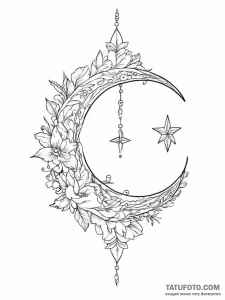 полумесяц со звездой - эскиз тату (№1755800999_0, 21.08.2025 18:29) — Tatufoto.com
